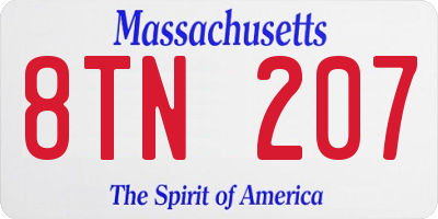 MA license plate 8TN207