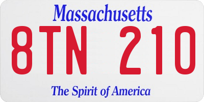 MA license plate 8TN210