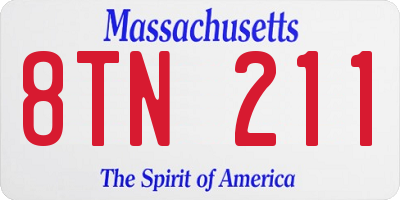 MA license plate 8TN211