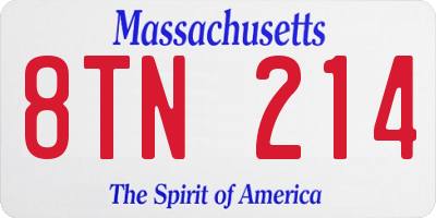 MA license plate 8TN214