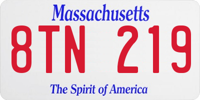 MA license plate 8TN219