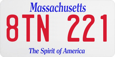 MA license plate 8TN221