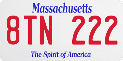 MA license plate 8TN222