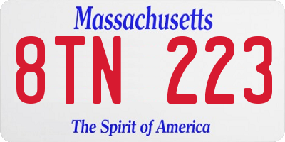 MA license plate 8TN223