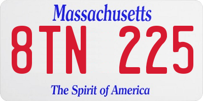 MA license plate 8TN225