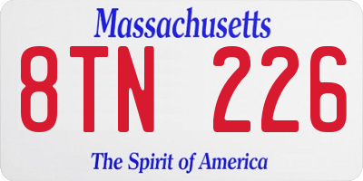 MA license plate 8TN226