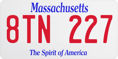 MA license plate 8TN227