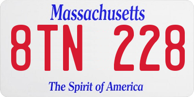 MA license plate 8TN228