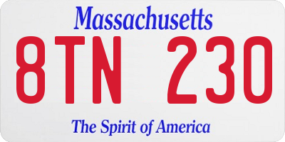 MA license plate 8TN230