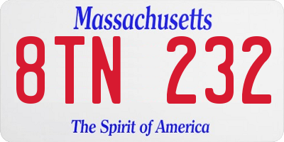 MA license plate 8TN232