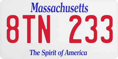MA license plate 8TN233