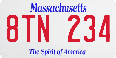 MA license plate 8TN234