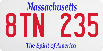 MA license plate 8TN235