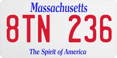 MA license plate 8TN236