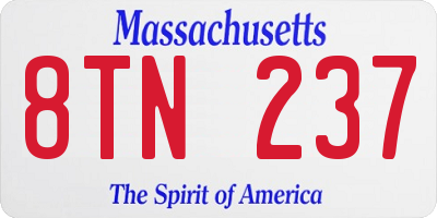 MA license plate 8TN237
