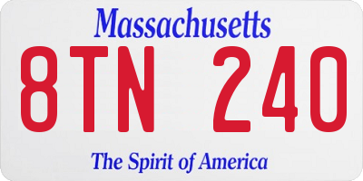 MA license plate 8TN240