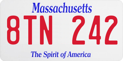 MA license plate 8TN242