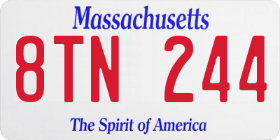 MA license plate 8TN244