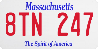 MA license plate 8TN247