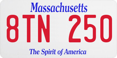 MA license plate 8TN250