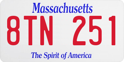 MA license plate 8TN251