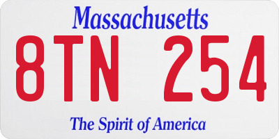 MA license plate 8TN254