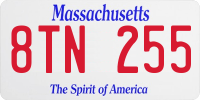 MA license plate 8TN255