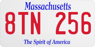 MA license plate 8TN256