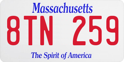 MA license plate 8TN259