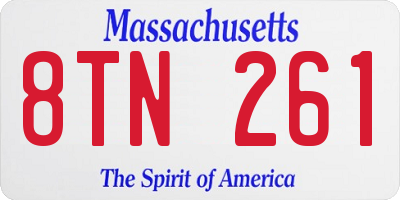 MA license plate 8TN261