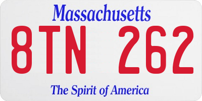 MA license plate 8TN262
