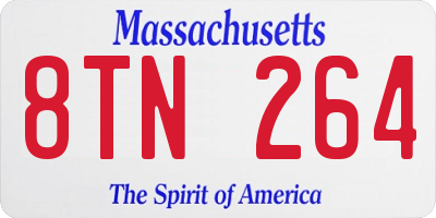 MA license plate 8TN264