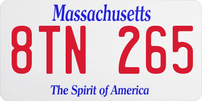 MA license plate 8TN265