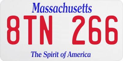 MA license plate 8TN266