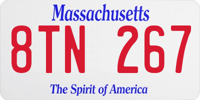 MA license plate 8TN267