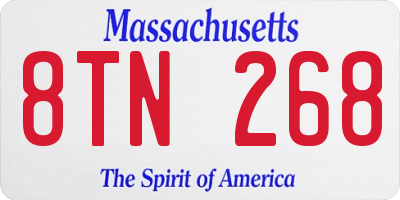 MA license plate 8TN268