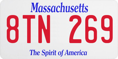MA license plate 8TN269