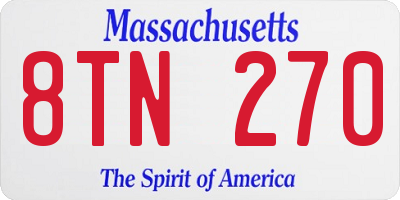 MA license plate 8TN270