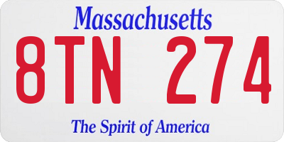 MA license plate 8TN274