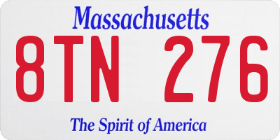 MA license plate 8TN276
