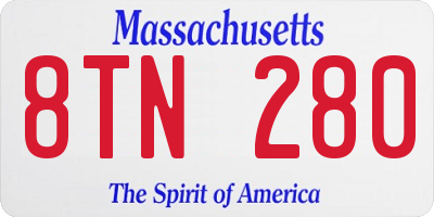 MA license plate 8TN280