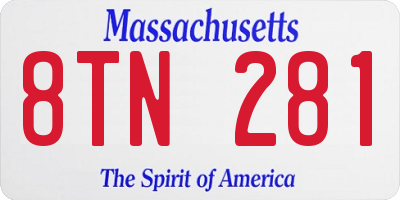 MA license plate 8TN281