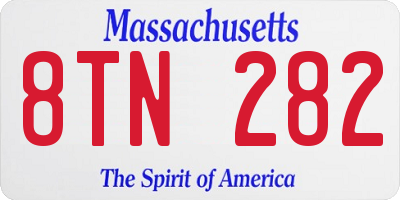 MA license plate 8TN282