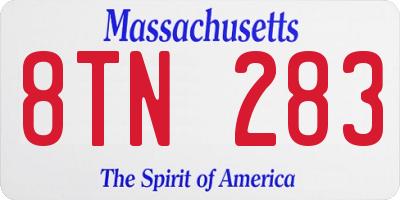 MA license plate 8TN283