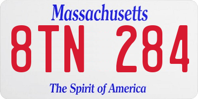 MA license plate 8TN284