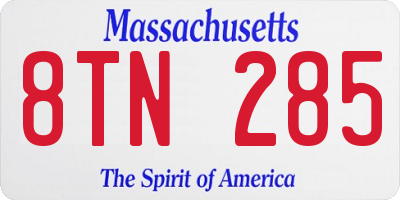 MA license plate 8TN285