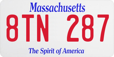 MA license plate 8TN287