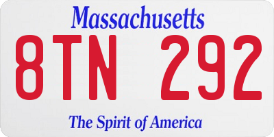 MA license plate 8TN292