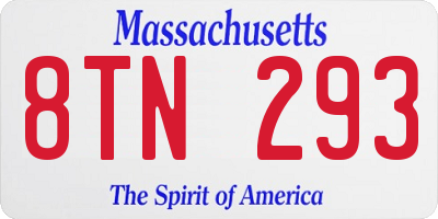 MA license plate 8TN293