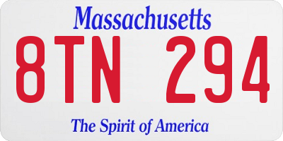 MA license plate 8TN294